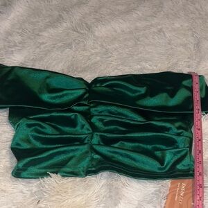 SHEIN Emerald Satin Off-Shoulder Blouse